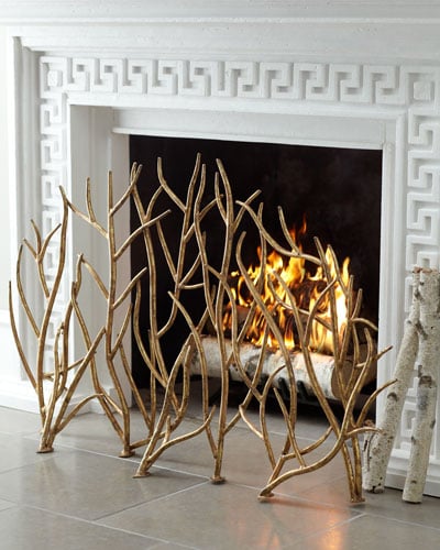 Golden Branch Fireplace Screen & Log Holder
