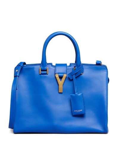 Saint Laurent Y-Ligne Cabas Mini Leather Bag, Cobalt