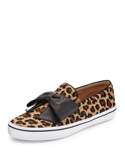 kate spade new york delise leopard-print bow slip-on
