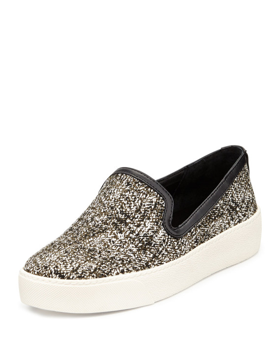 Sam Edelman Becker Crackle-Print Slip-On, White/Black