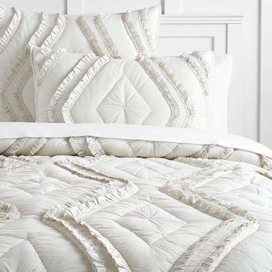 PBteen The Emily & Meritt Diamond Ruffle Quilt + Sham pottery barn teen bedding sale