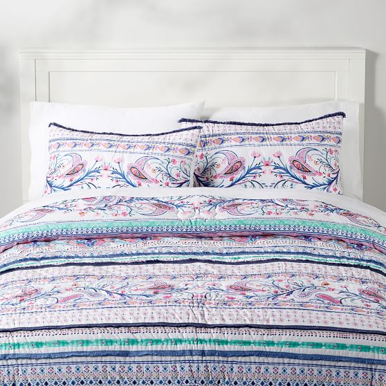 Pottery Barn Teen Avery Paisley Quilt + Sham pbteen bedding sale