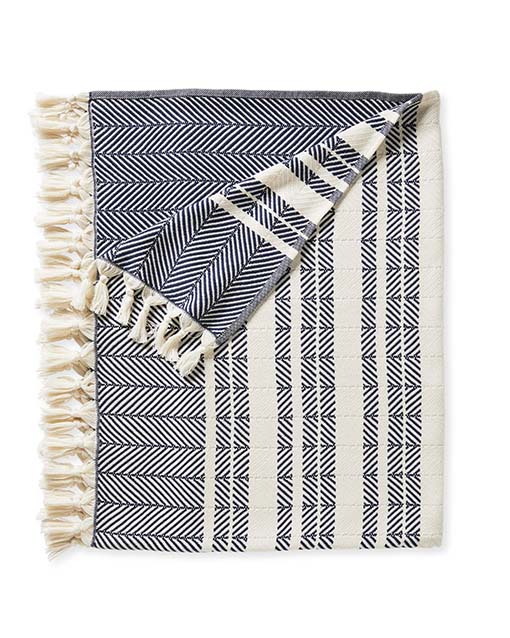 Serena and Lily Palermo COtton Throw Navy BLue Turkish Aegean cotton sale 
