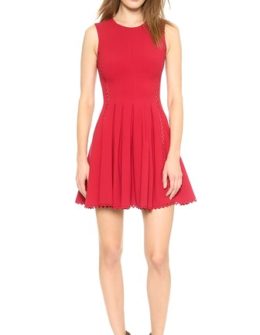 Jill Jill Stuart Pleated Flare Dress in Scarlet