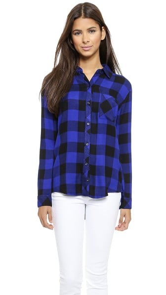 RAILS Hunter Button Down Shirt in Black and Cobalt Check