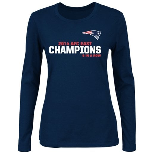 Majestic New England Patriots Women's Navy Blue 2014 AFC East Division Champions Long Sleeve T-Shirt