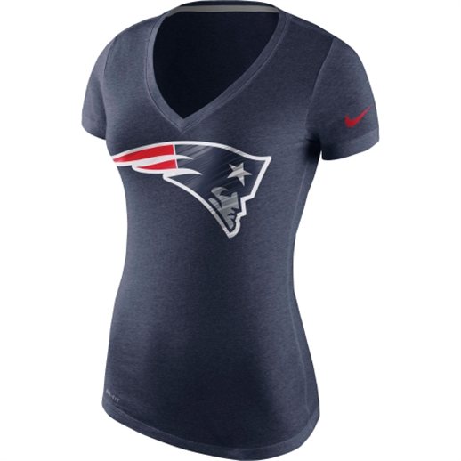 Nike New England Patriots Women's Navy Blue Warp Tri-Blend V-Neck Performance T-Shirt