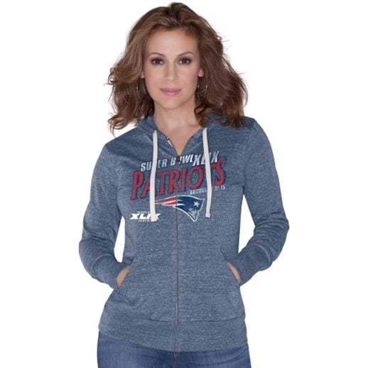 Touch by Alyssa Milano New England Patriots Women's Navy Blue Super Bowl XLIX Bound Free Agent Nubby Tri-Blend Full Zip Hoodie