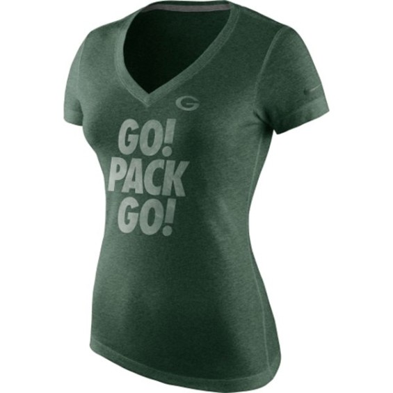 Nike GO! Pack GO! Green Bay Packers Ladies Green Fancy Tri-Blend V-Neck T-Shirt