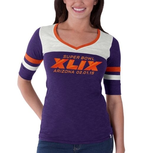'47 Brand Women's Purple and Orange Super Bowl XLIX Game Day Debut T-Shirt
