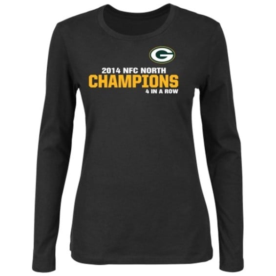 Majestic Green Bay Packers Women's Black 2014 NFC North Division Champions Long Sleeve T-Shirt