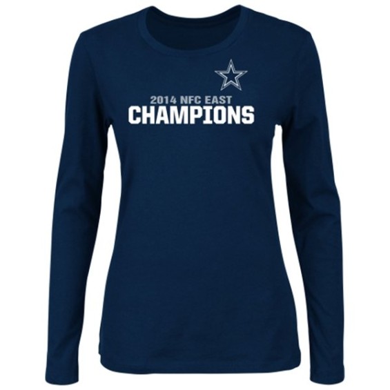 Majestic Dallas Cowboys Women's Navy Blue 2014 NFC East Division Champions Long Sleeve T-Shirt