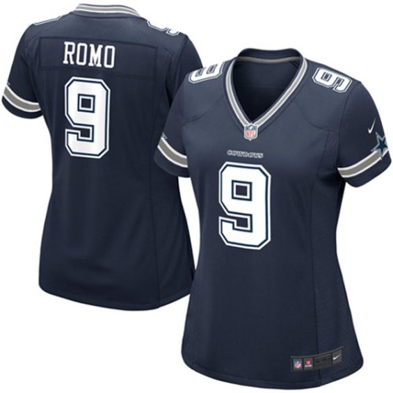 Nike #9 Tony Romo Dallas Cowboys Women's Navy Blue Game Jersey