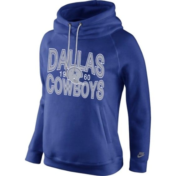 Nike Dallas Cowboys Women's Royal Blue Rewind Rally Funnel Hoodie