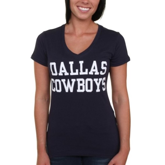 Dallas Cowboys Womens Navy Blue Coaches Too V-Neck T-Shirt