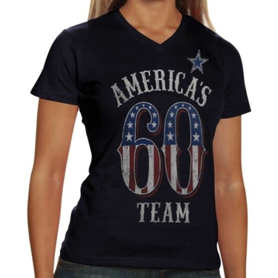 Dallas Cowboys Ladies Team America V-Neck T-Shirt - Navy Blue