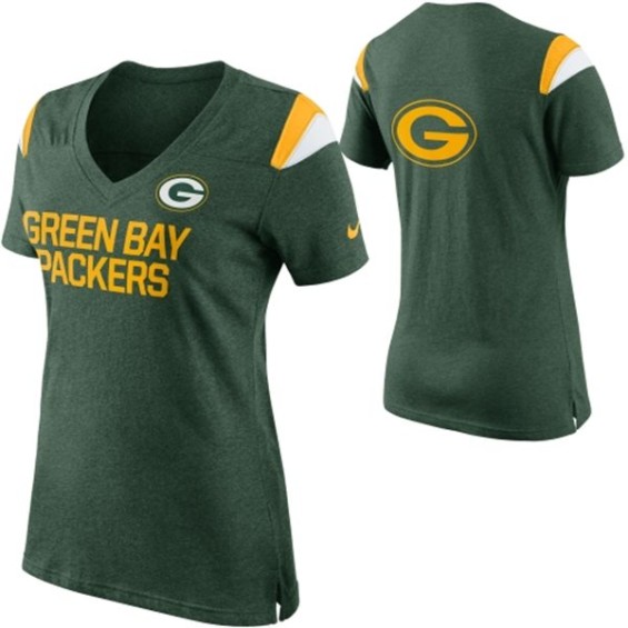 Nike Green Bay Packers Women's Green Fan Top V-Neck T-Shirt