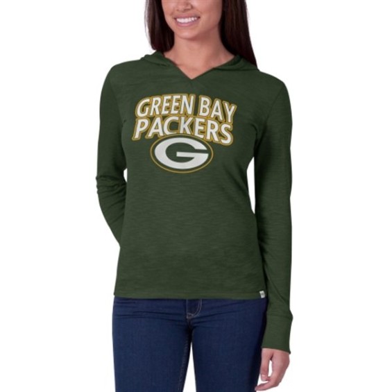 '47 Brand Green Bay Packers Womens Green Primetime Hooded Long Sleeve T-Shirt