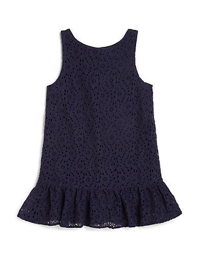 Ralph Lauren Little Girl's Lace Dress in Newport Navy