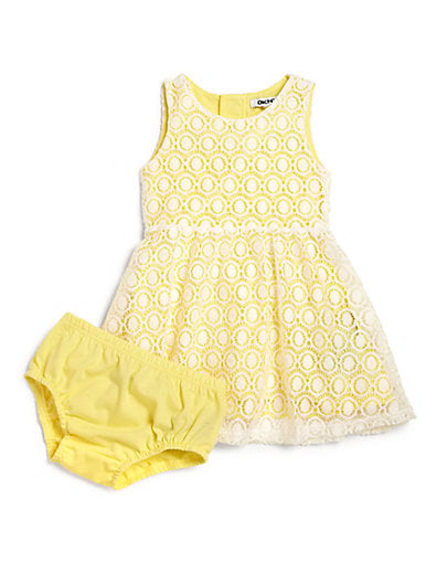 DKNY Infant's Two-Piece Crochet Lace Dress & Bloomers Set in Yellow