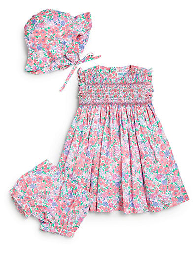 Luli and Me Infant's Three-Piece Floral Dress, Bloomers & Hat Set