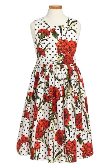 Dolce&Gabbana 'Polka Dot Rose' Dress (Toddler Girls) in Red/White/Black