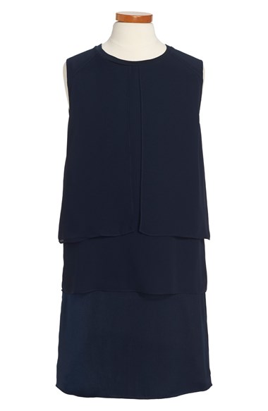 Vince Sleeveless Chiffon Overlay Dress (Toddler Girls & Little Girls) in Coastal Blue