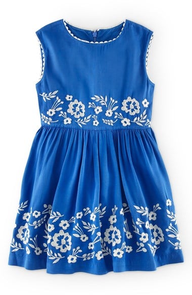Embroidered Cotton Dress (Toddler Girls, Little Girls & Big Girls) in Polka Blue Flowers
