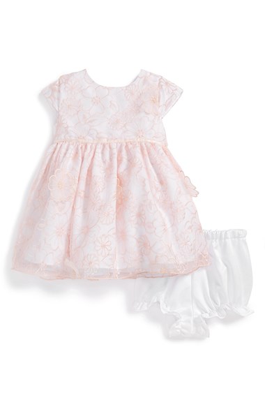 Pippa & Julie Embroidered Organza Dress & Bloomers (Baby Girls) in Blush