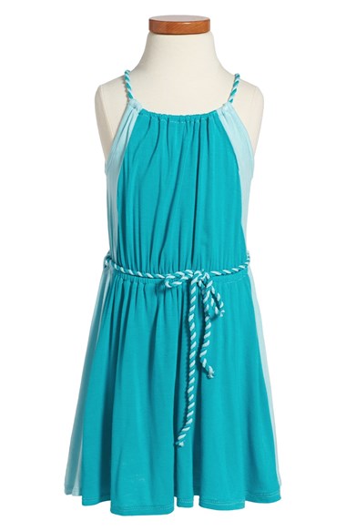 Ella Moss Girl Ella Moss 'Willow' Sleeveless Colorblock Dress (Little Girls) in Teal