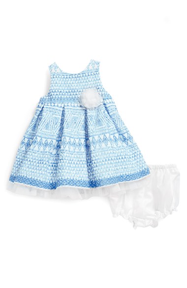 Pippa & Julie Sleeveless Lace Dress & Bloomers (Baby Girls) in blue