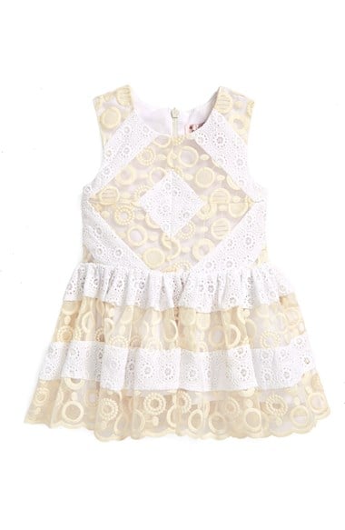 Halabaloo Diamond Eyelet Dress (Baby Girls) in Ivory