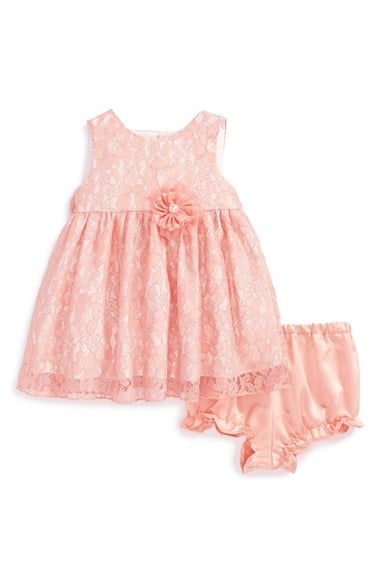 Pippa & Julie Floral Lace Dress (Baby Girls) in Pink/Grey