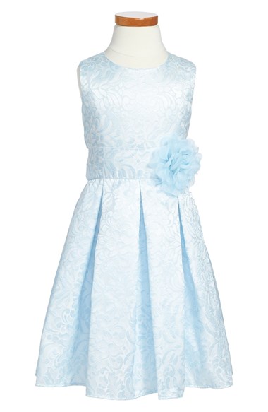 Dorissa 'Vanessa' Jacquard Sleeveless Party Dress (Toddler Girls & Little Girls) in Blue 