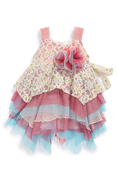 Isobella & Chloe 'Paris' Sleeveless Lace Tulle Dress in Raspberry (Baby Girls)
