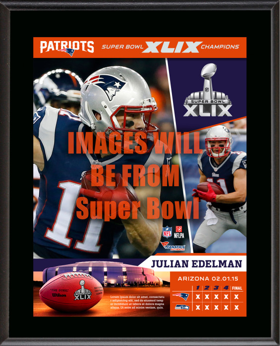 Julian Edelman New England Patriots Super Bowl XLIX Champions 10.5" X 13" Sublimated Plaque