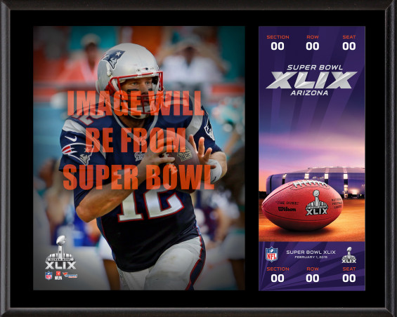 Tom Brady New England Patriots Super Bowl XLIX Champions 12" X 15" Sublimated Plaque With Replica Ticket