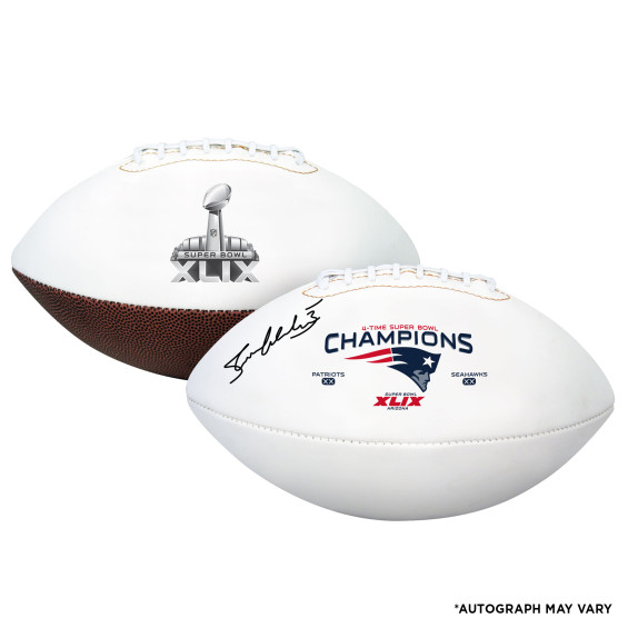 Stephen Gostkowski New England Patriots Super Bowl XLIX Champions Autographed Super Bowl XLIX White Panel Football