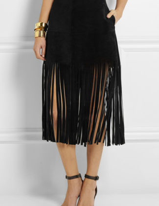 VALENTINO Fringed suede mini skirt