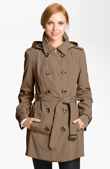 Calvin Klein Double Breasted Trench Coat in Truffle