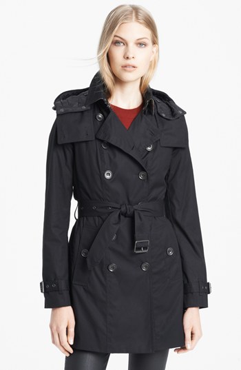 Burberry Brit 'Reymoore' Trench Coat with Detachable Hood & Liner in Black