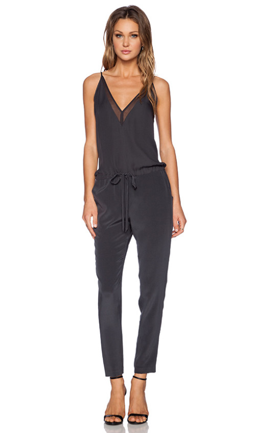CHIFFON PANEL JUMPSUIT MASON BY MICHELLE MASON in Charcoal