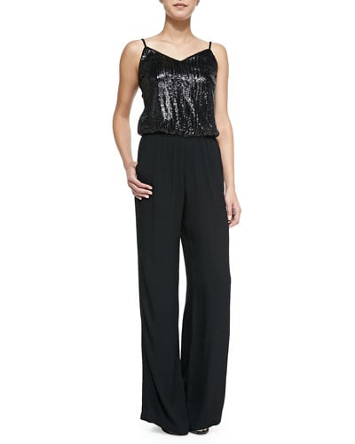 Ella Moss Sleeveless Jumpsuit with Sequined Bodice in Black