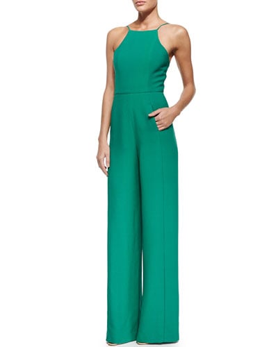 Black Halo Joaquin Wide-Leg Jumpsuit in Green Cove