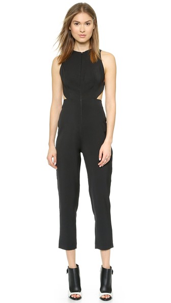 AQ/AQ Chromide Jumpsuit with criss cross straps and open back in black