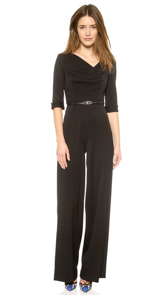 Black Halo 3/4 Sleeve Jackie Jumpsuit in Black