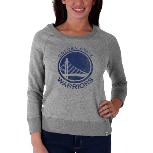 '47 Brand Golden State Warriors Women's Gray Glimmer Crew Tri-Blend Sweatshirt