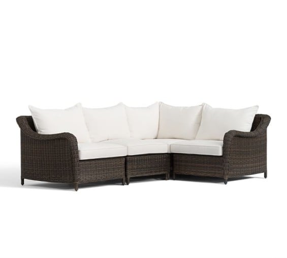 TORREY ALL-WEATHER WICKER ROLL ARM SECTIONAL SET - ESPRESSO