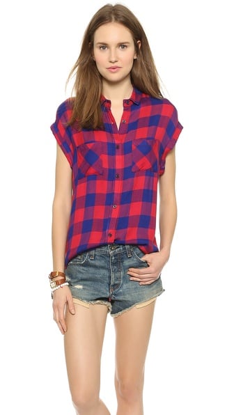 RAILS Britt Plaid Button Down Shirt in Cranberry/Cobalt Check
