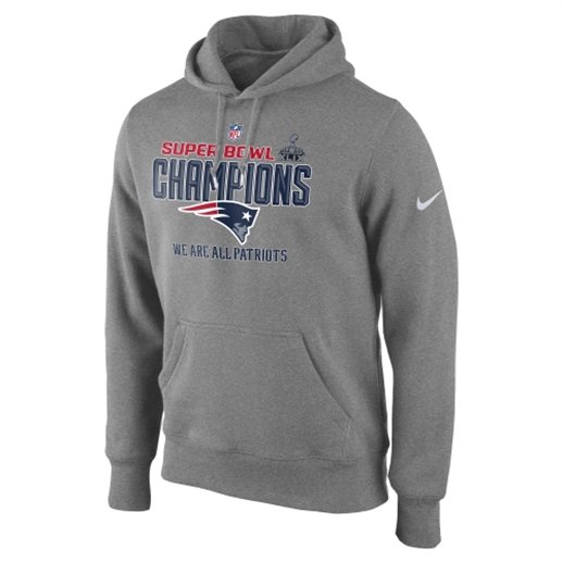 Nike New England Patriots Gray Super Bowl XLIX Champions Trophy Collection Locker Room Pullover Hoodie
